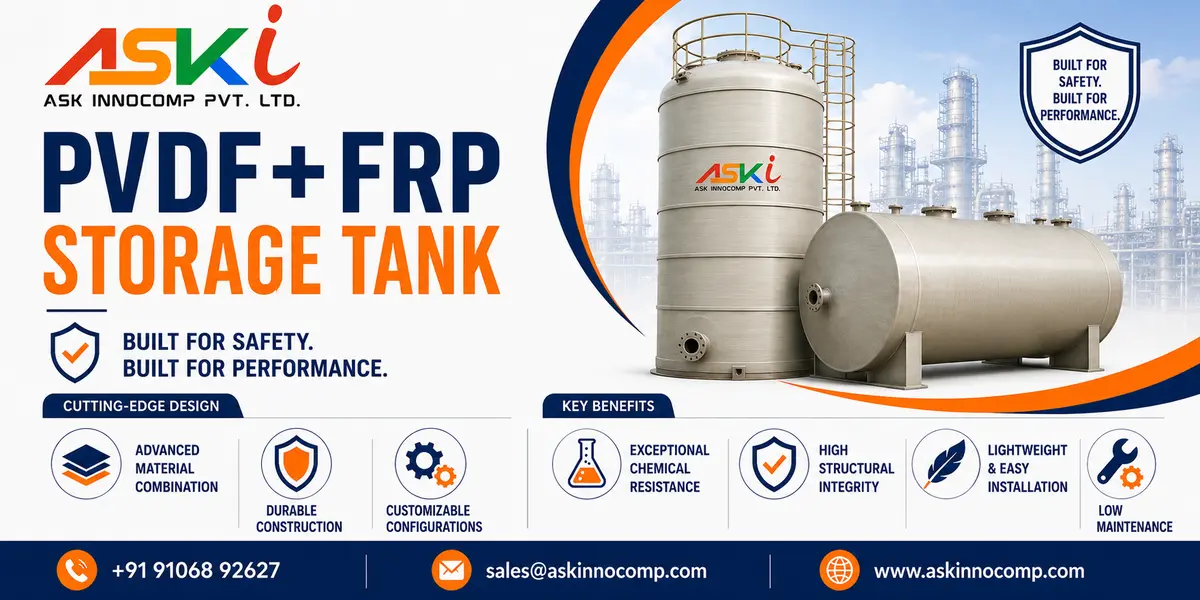 PVDF+FRP Storage Tank Manufacturer in India – High Chemical Resistant Industrial Storage Solutions